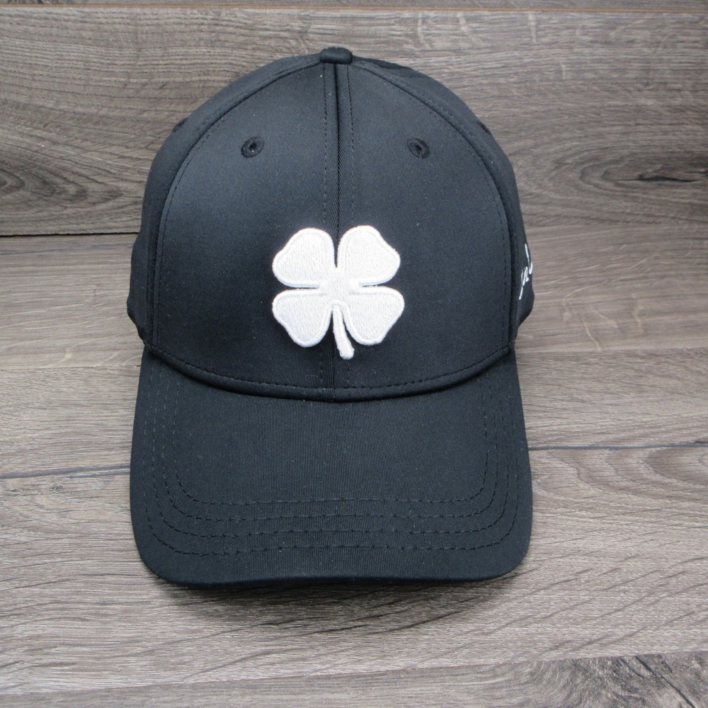 Black Clover Hat Cap Mens Fitted L XL Black Live Lucky Golf Baseball Lifestyle
